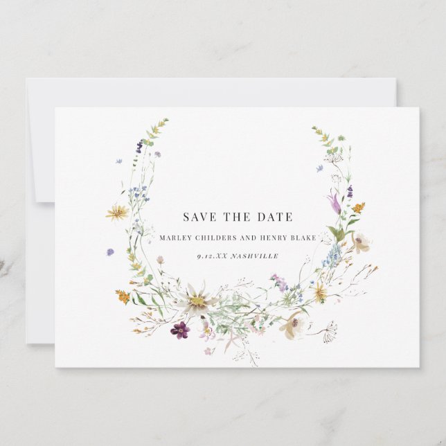 Reserve A Data Elegante Wildflower Save the Date (Frente)