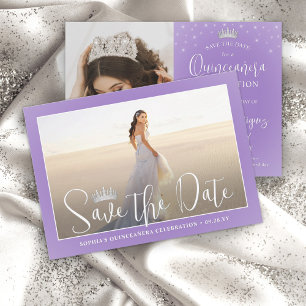 Reserve A Data Elegantes Faíscas Quinceañera 2 Fotos Lilás Roxo