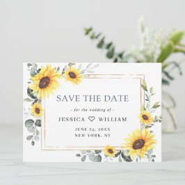 Reserve A Data Elegantes Girassóis em Aquarela Casamento Eucalipt