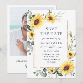 Reserve A Data Elegantes Girassóis em Aquarela Casamento Eucalipt