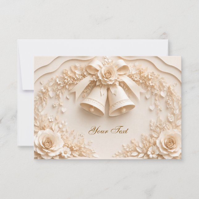 Reserve A Data Elegantes Hochzeitsdesign mit Glocken und Rosen (Frente)
