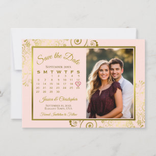 Reserve A Data Elegantes Ondulações Douradas em Foto de Calendári