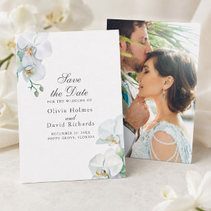 Reserve A Data Elegantes Orquídeas Brancas Foto Save the Date Cas