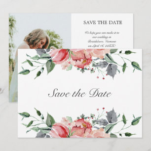 Reserve A Data Elizabeth Elegante Flores Rosa Casamento Salvar A