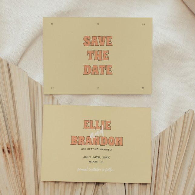 Reserve A Data ELLIE Retro Modern & Bold Beige Wedding (Criador carregado)