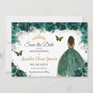 Reserve A Data Emerald Floral Princesa Quinceañera Salve a Data