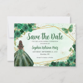Reserve A Data Emerald Green Dourada Princesa Floral Quinceañera