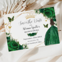 Emerald Green Floral Princess Dourada Quinceañera