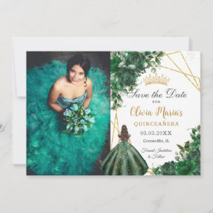 Reserve A Data Emerald Green Flowers Princesa Quinceañera Foto