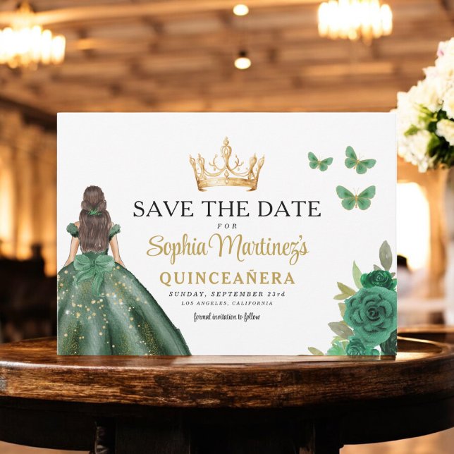 Reserve A Data Emerald Green Princess Quinceañera Salve a Data (Criador carregado)