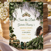 Emerald Verde Tiara Floral Dourada Quinceañera