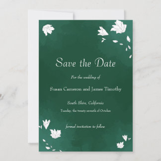 Reserve A Data Emerald Wedding Watercolor floral Guarde a Data