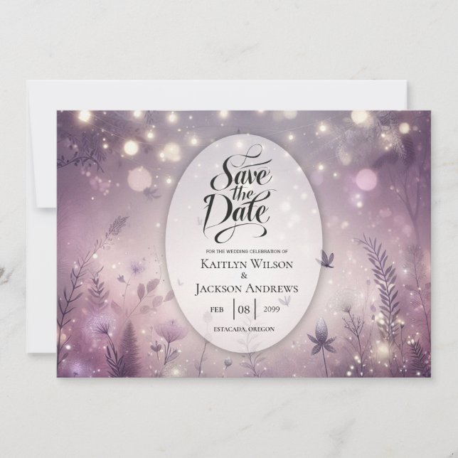 Reserve A Data Encanto Estrelado em Flor Casamento (Frente)