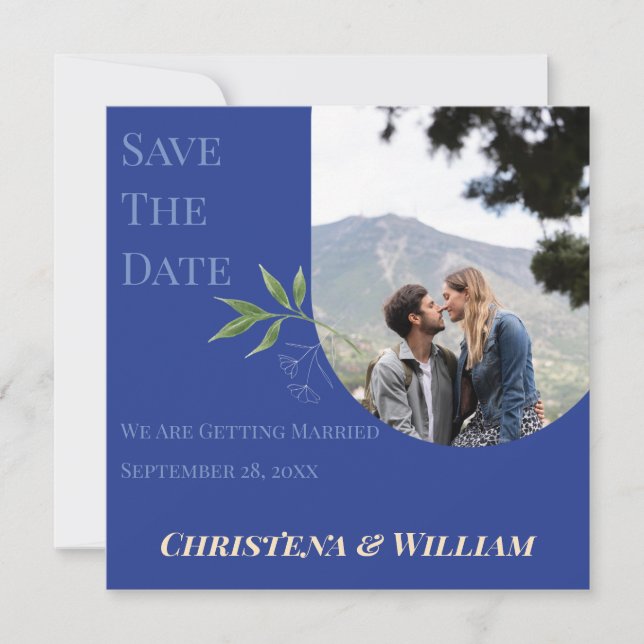Reserve A Data Enchanted Blue Garden Wedding Save the Date (Frente)