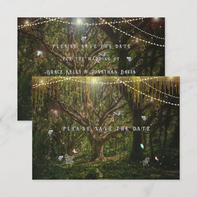 Reserve A Data Enchanted Forest Butterflies Gold Lights (Frente/Verso)