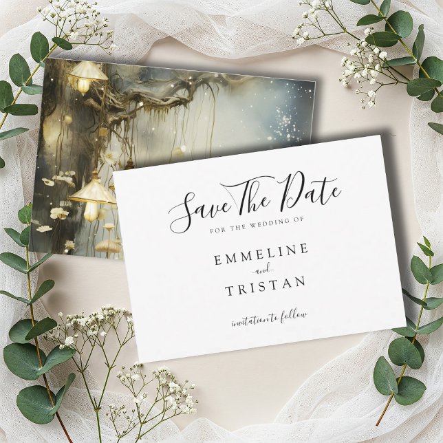 Reserve A Data Enchanted Hanging Lanterns Wedding  Save The Date (Criador carregado)