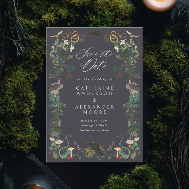 Reserve A Data Enchanted Night Garden Gothic Botanical Wedding (Criador carregado)