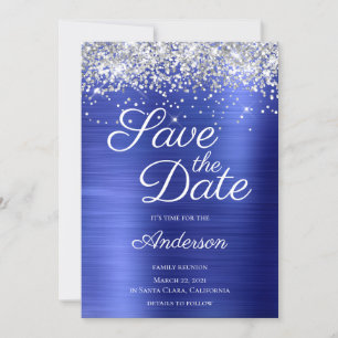 Reserve A Data Encontro Familiar Silver Glitter Safira Azul Ombre