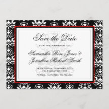 Ênfase Vermelha Preta e Branca Damasco Salve a Dat