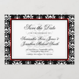 Reserve A Data Ênfase Vermelha Preta e Branca Damasco Salve a Dat