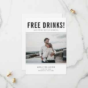 Reserve A Data Engraçado Bebidas Gratuitas Foto Casamento Salvar 