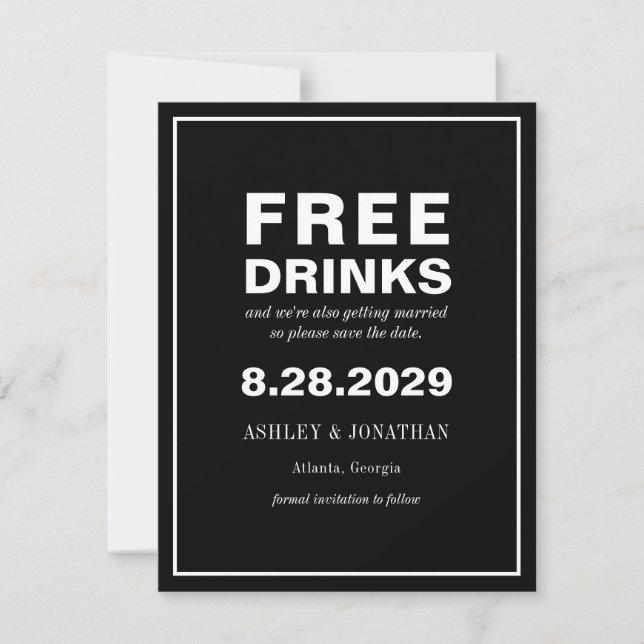 Reserve A Data Engraçado Casamento de Offbeat Salve a Data com Fo (Frente)