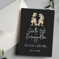 Engraçado Casamento Dinossauro Negro e Branco