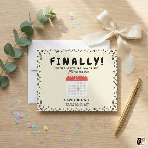 Reserve A Data Engraçado Finalmente Casando Casamento Adiado