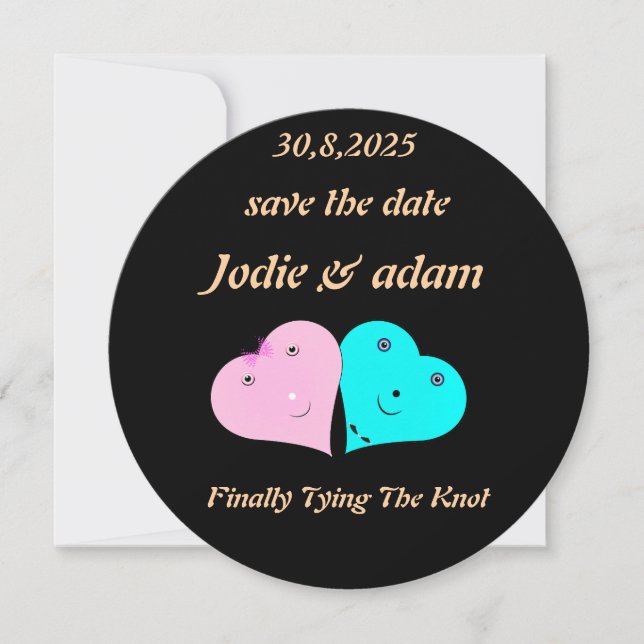 Reserve A Data engraçado mr & mrs Hearts (Frente)