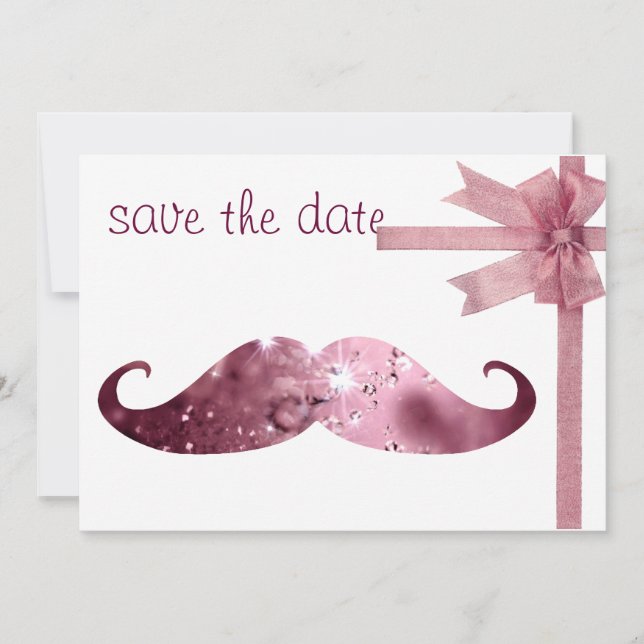 Reserve A Data Engraçado Pink Bling Mustache (Frente)