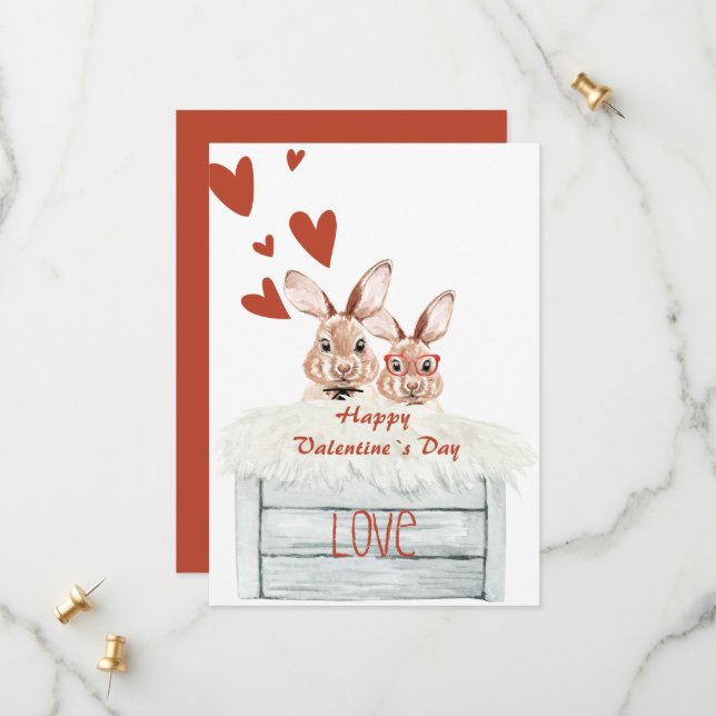 Reserve A Data Engraçado Rabbit Vallentine Card Love (Frente/Verso In Situ)