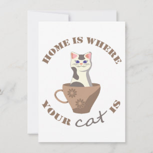 Reserve A Data Engraçado texto Lar é onde seu gato está no copo