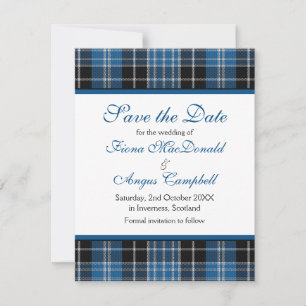 Reserve A Data Escocês Clark Tartan Wedding Save the Date Card