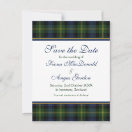 Reserve A Data Escocês Gordon Tartan Wedding Save the Date Card