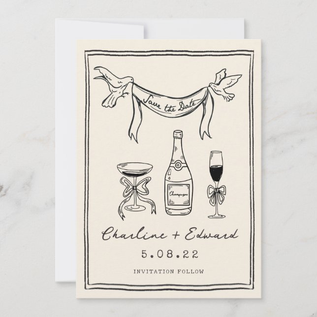 Reserve A Data Escrita à Mão Divertida Salve a data (Frente)