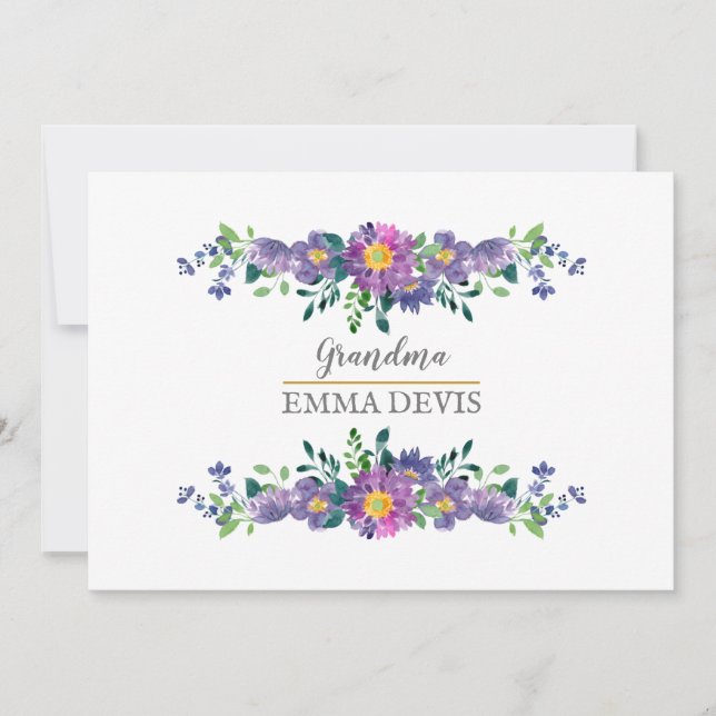 Reserve A Data Escrita floral com aquarela moderna elegante avó (Frente)