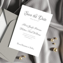 Reserve A Data Escrita formal Elegante, casamento preto e branco