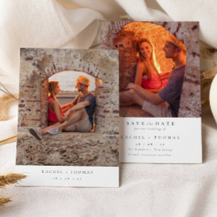 Reserve A Data Escrito Elegante Casamento de Foto Branco Preto Sa