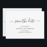 Reserve A Data Escrito Elegante Casamento Moderno Simples Não Fot<br><div class="desc">Simples não foto de casamento Salve o cartão de data com um design limpo e minimalista com um toque elegante com "salve a data" em roteiro com supressões. Um moderno preto e branco Salve a data sem fotos que se coordenam lindamente com qualquer estilo de casamento.</div>