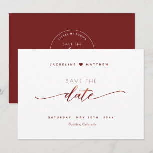 Reserve A Data Escrito Elegante, Casamento Simples Burgundy