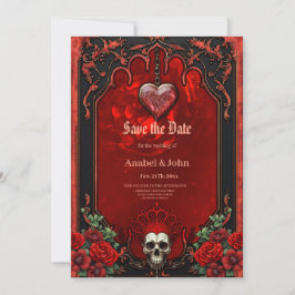 Reserve A Data Escuridão real, coração gótico e crânio.