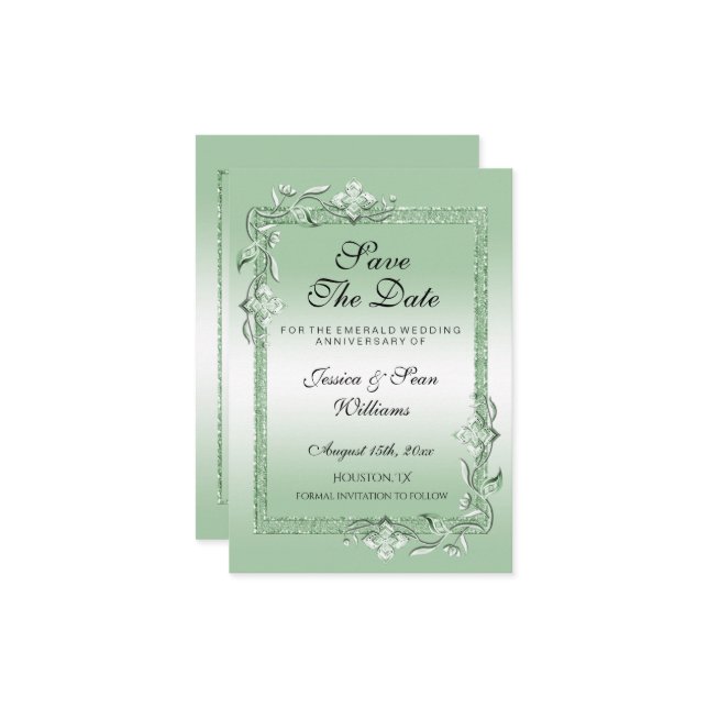 Reserve A Data Esmeralda Joia & Brilho 55 Anos de Casamento (Frente/Verso In Situ)