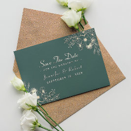 Reserve A Data Esmeralda Verde e Dourado Casamento Salvar a Data