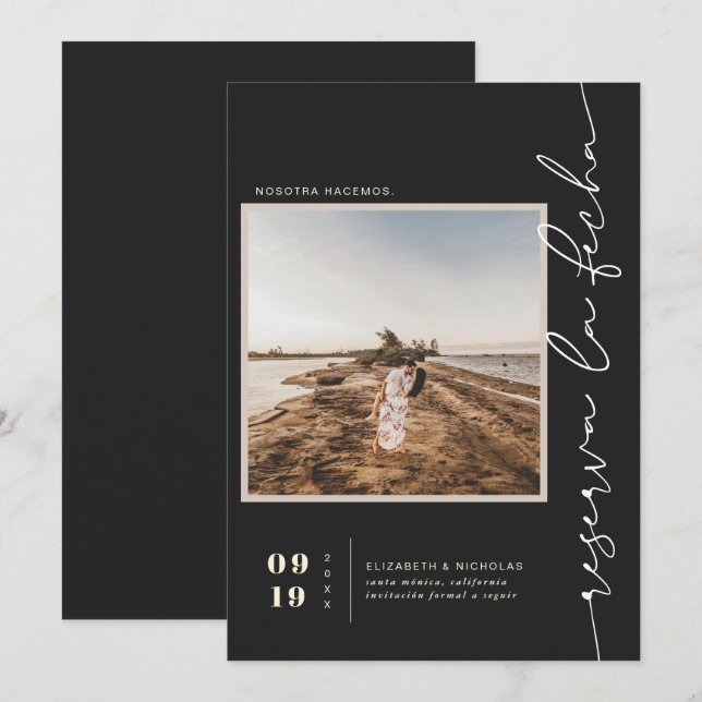 Reserve A Data Espanhol Boho Moderno do Deserto | Foto Quadrada (Frente/Verso)