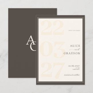 Reserve A Data Espresso Beige Classic Modern Minimalist Wedding 