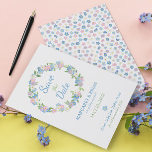 Reserve A Data Esquece-me de Casamento Azul e Cor de Água Rosa