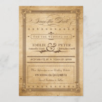 Estilo de Poster Vintage Sepia Salve a Data