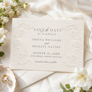 Reserve A Data Estilo Floral Vintage Elegante Embutido