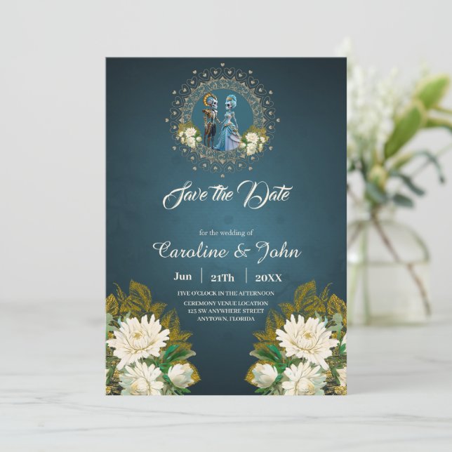 Reserve A Data Estilo Gótico do Casal de Casamento de Esqueleto B (Em pé/Frente)