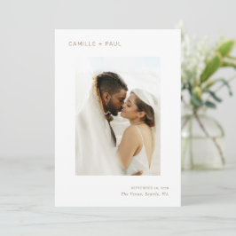Reserve A Data Estilo Minimalista Foto Dourada de Casamento